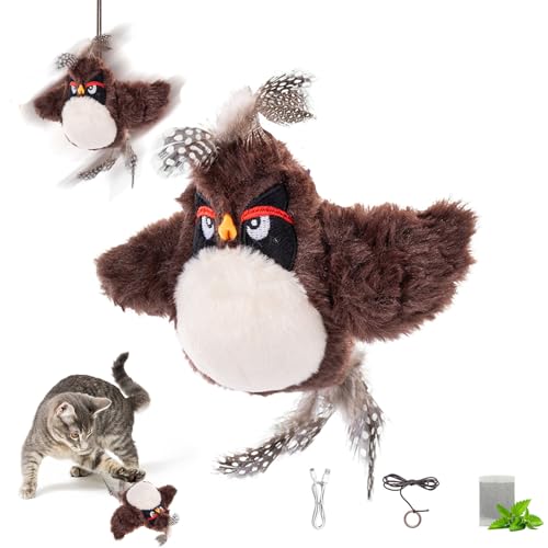 Nexoria Interaktives Katzenspielzeug Vogel, Fliegender Vogel Katzenspielzeug Elektrisch Katzen Spielzeug Selbstbeschäftigung Aufladbar Katzen Intelligenzspielzeug für Katzen (A) von Nexoria