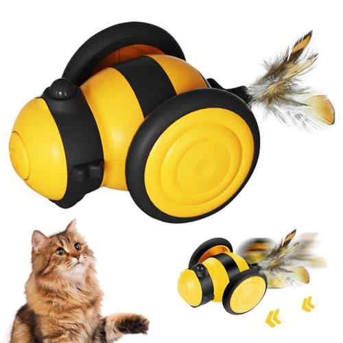 Nexoria Katzenspielzeug Selbstbeschäftigung, Interaktiv Katzenspielzeug mit Katzen Zubehör Bienenform Intelligenter Katzenball mit 3 Fahne Automatisch Intelligenz Katzen Spielzeug für Katzen von Nexoria