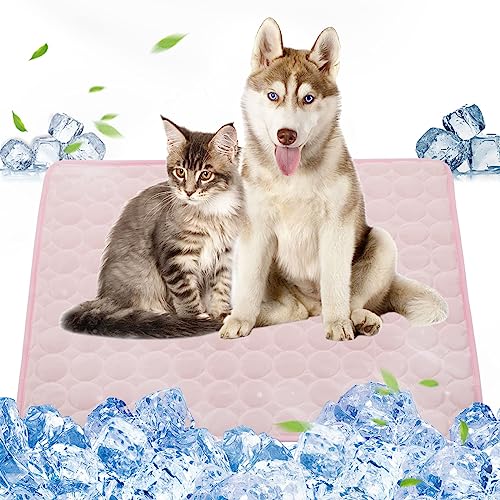 Nexoria Pet Cooling Matts, Ice Silk Mat Cooling Reusable Blanket Cushion for Dogs & Cats Self-Cooling Pet Mat Pad Washable Sleeping Pad Cooling Pad Heat Relieve Ice Blanket for Dogs Cats (S,Pink) von Nexoria
