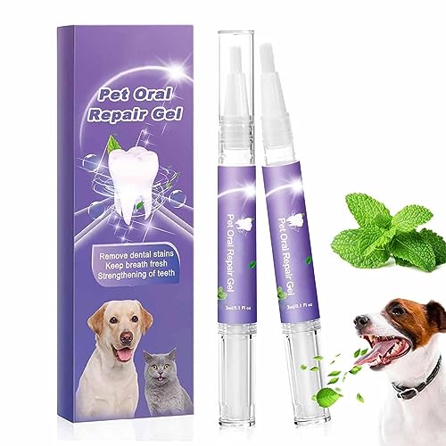 Pet Oral Repair Gel, Pet Oral Restoration Whitening Gel Natural Plant Pet Oral Gel Deep Cleaning Teeth Cleaning Pen for Eliminate Bad Breath Pet Breath Freshener Gel Care (2pcs) von Nexoria