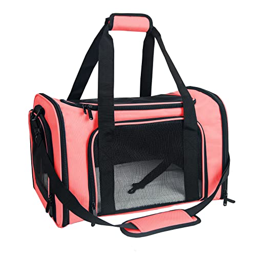 NextFri Weiche Seitentasche für kleine, mittelgroße Katzen und Hunde, TSA-Fluggesellschaften zugelassen, zusammenklappbar, Reise-Tragetasche (Medium, Wassermelone) von NextFri