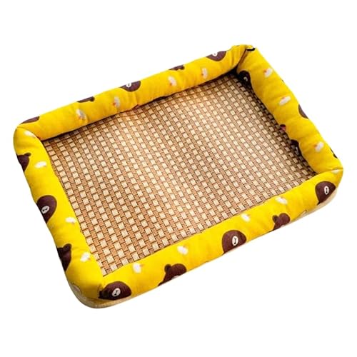 Kühlmatte für Hunde und Katzen – Sommer-Haustierbett mit weicher Einfassung, natürliche Wärmeentlastung für Zwinger, Kisten und Möbel (gelb, 55 x 45 cm) von NexusGlow