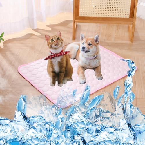 NexusGoods Kühlmatte Für Hunde Katzen, Haustier Selbstkühlendes Pad Matte - Langlebig, Kratzfest, Atmungsaktiv, Waschbar Und Ungiftig (Rosa,L:62x50cm/24x20in) von NexusGoods