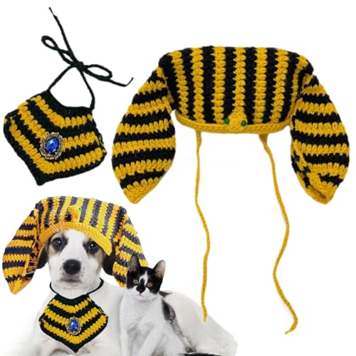 Ägyptische lustige Hunde, Hunde Kostüme - ägyptisches Haustierkostümzubehör, einstellbare Strick -Hundekleidung, schwarzer Gold Stripan für Tiere d für Tiere Verstellbare Strickkleidung für von Nexusectar
