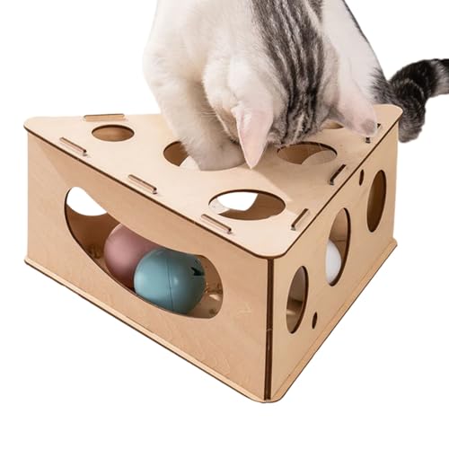 Nexusectar Interaktive Katzenspielzeuge - Holzfangballspiel Für Kätzchen - Dreieckiger Kratzspielzeug Ball Aus Holz Für Stubenkatzen Und Kätzchen Beschäftigt Und Angeregt Nexusectar Interaktive Katzenspielzeuge - Holzfangballspiel Für Kätzchen - Dreieckiger Kratzspielzeug Ball Aus Holz Für Stubenkatzen Und Kätzchen Beschäftigt Und Angeregt von Nexusectar