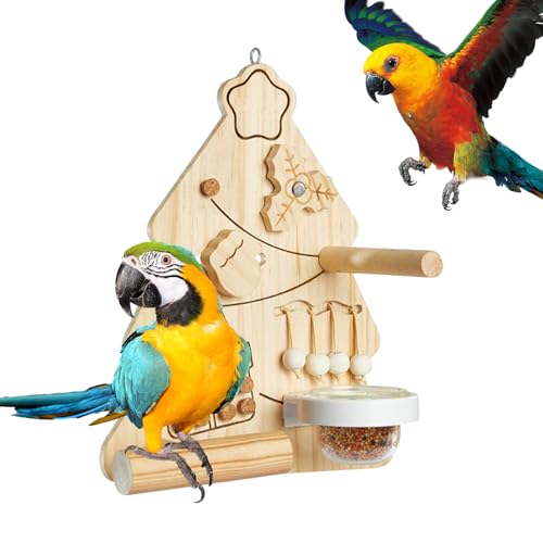 Nexusectar Vogelspielzeug | Nagetoys Für Papageien Mit Weihnachtsbaum-Design | Interaktive Kletterstange Aus Holz Zur Käfigbereicherung Für Kanarienvögel Kakadus Und Nymphensittiche von Nexusectar