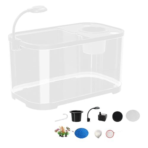 Schadstoffeliminierung Aquarium Starter-Set Klein,Anfängerbecken Für Kampffische - Vielfältige Tierwelt Leises Aquarium, Dekoratives Tischaquarium Für Betta Schildkröten Frösche Wasserbewohner von Nexusectar