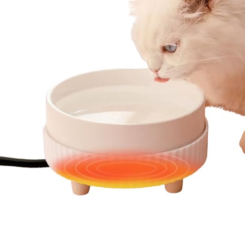 Thermostatische Beheizte Wasserschale Für Katze - Erhitzte Hundwasserschale, Beheizte Haustierschüssel | Gesunde Verdauung Niedriger Konsum Katzenwasserbrunnen, Keramikheizungstier -Trinkschale Für Ka von Nexusectar