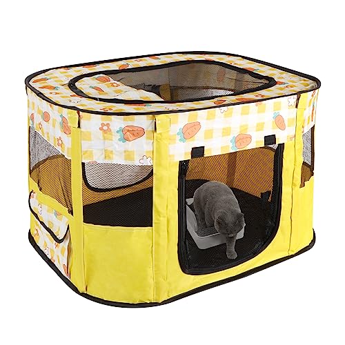 NiCoLa Haustier-Laufstall, faltbar, Katzenlaufstall, Welpenkäfig für drinnen und draußen, 70 x 55 x 45 cm, gelb NiCoLa Haustier-Laufstall, faltbar, Katzenlaufstall, Welpenkäfig für drinnen und draußen, 70 x 55 x 45 cm, gelb von NiCoLa