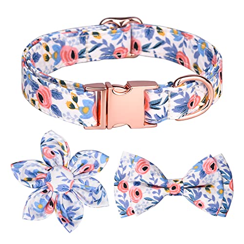 Hundehalsband aus Baumwolle mit Fliege, Hundehalsband Fliege, Blau Hundehalsband Schleife für kleine mittelgroße große Hunde oder Katzen Hundehalsband aus Baumwolle mit Fliege, Hundehalsband Fliege, Blau Hundehalsband Schleife für kleine mittelgroße große Hunde oder Katzen von NiCoLa