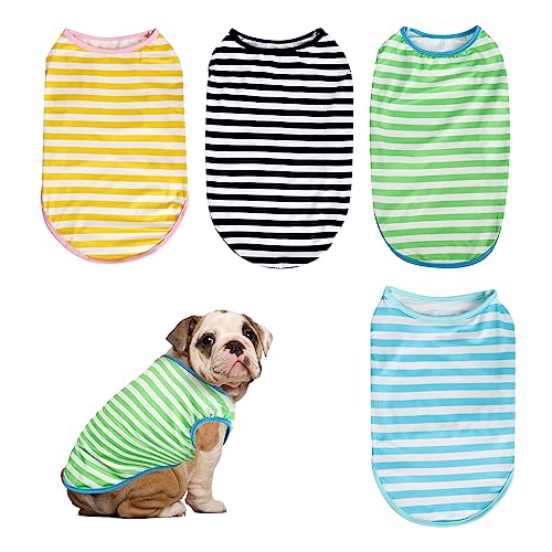 NiCoLa Welpen-T-Shirt, gestreiftes T-Shirt für mittelgroße und große Hunde, Baumwolle, 4 Stück von NiCoLa