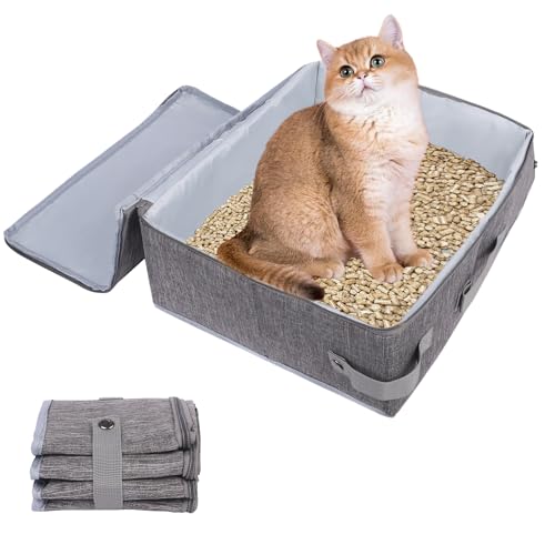 Faltbare Katzentoilette mit Deckel, Katzentoilette Reise Katzentoilette, Tragbare Katzentoilette für Reisen, Auslaufsicher Leicht Zusammenklappbar Katzentoilette (B) von NiCola