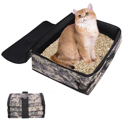 Faltbare Katzentoilette mit Deckel, Katzentoilette Reise Katzentoilette, Tragbare Katzentoilette für Reisen, Auslaufsicher Leicht Zusammenklappbar Katzentoilette (C) von NiCola