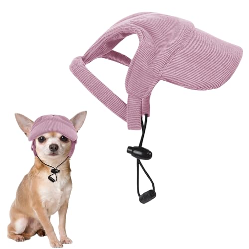 NiCola Baseballkappe für Hunde, verstellbar, Sonnenhut für den Außenbereich, Sonnenschutz, mit Ohrlöchern für Hunde (Dunkelrosa, L) von NiCola
