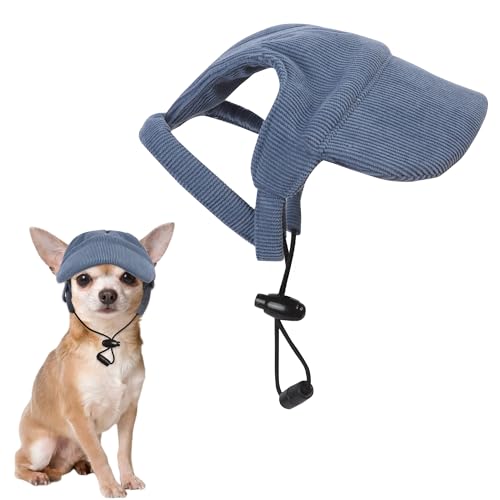 NiCola Hunde-Sonnenhut, verstellbare Baseballkappe, Outdoor-Sonnenschutzhut mit Ohrlöchern für Hunde (Blau, L) von NiCola