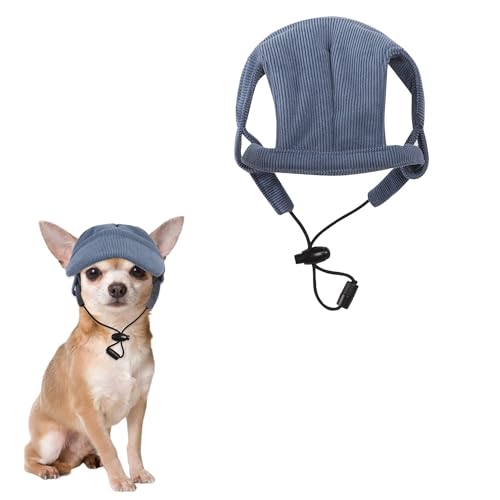 NiCola Hunde-Sonnenhut, verstellbare Baseballkappe, Outdoor-Sonnenschutzhut mit Ohrlöchern für Hunde (Blau, M) von NiCola