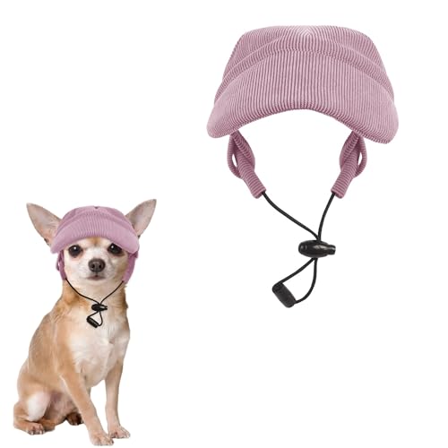 NiCola Hunde-Sonnenhut, verstellbare Baseballkappe, Outdoor-Sonnenschutzhut mit Ohrlöchern für Hunde (Dunkelrosa, S) von NiCola