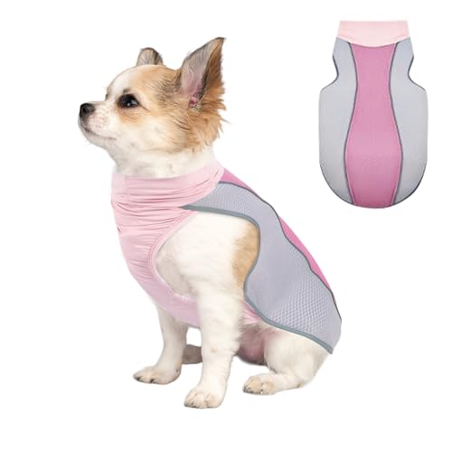 NiCola Kühlweste für Hunde, rosa, atmungsaktiv, kühlende Mäntel, leichte Sommer-Hundeweste mit reflektierendem Streifen für kleine bis große Hunde (Rosa, S) von NiCola