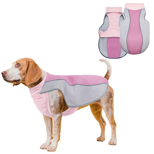 NiCola Kühlweste für Hunde, rosa, atmungsaktiv, kühlende Mäntel, leichte Sommer-Hundeweste mit reflektierendem Streifen für kleine bis große Hunde (Rosa, XL) von NiCola