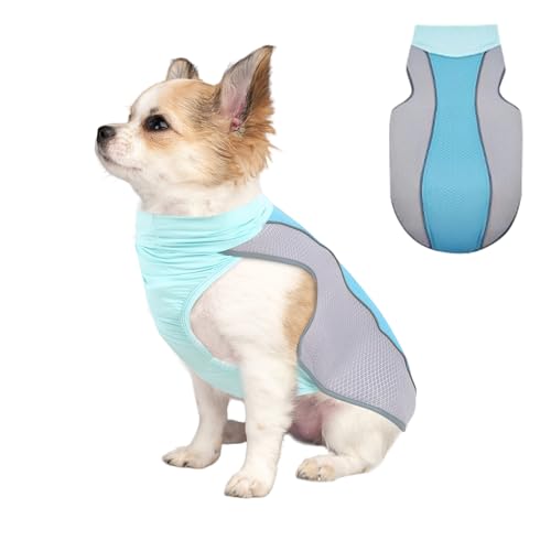 NiCola Kühlweste für Hunde, rosa, atmungsaktiv, kühlende Mäntel, leichte Sommer-Hundeweste mit reflektierendem Streifen für kleine bis große Hunde (blau, S) von NiCola