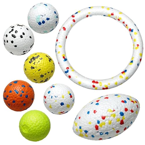 NianYi Pet Dog Ball Toys for Aggressive Chewers, Indestructible Durable Interactive Balls for Dogs Playing, Environmentally Friendly Safe Bouncy ETPU Ball for Training (Medium, White, Black) von NianYi