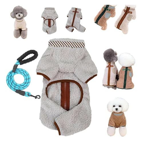 Hunde-Fleece-Doppelring-Thermokleidung, für kleine Hunde, Fleecepullover, Hunde-Fleecejacke, Hundepullover mit Ring für die Leine (Grau, S) von Niblido