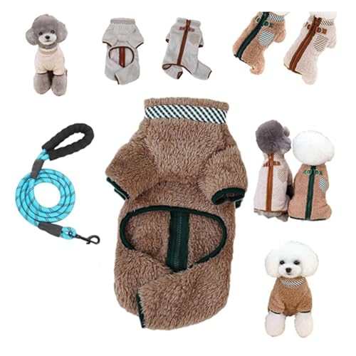 Hunde-Fleece-Doppelring-Thermokleidung, für kleine Hunde, Fleecepullover, Hunde-Fleecejacke, Hundepullover mit Ring für die Leine (Kaffee, L) von Niblido