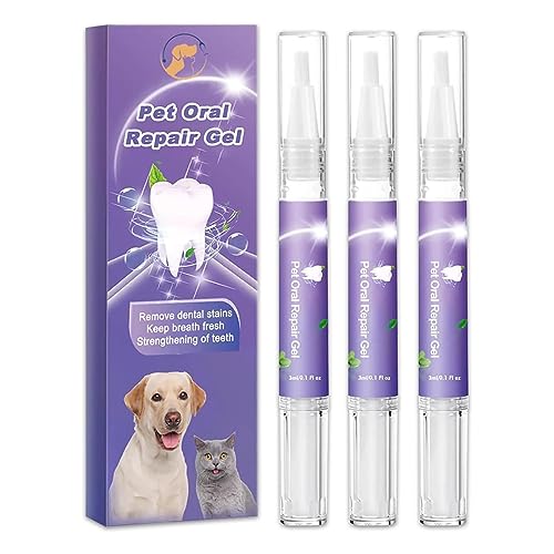 Niblido Cvreoz Pet Oral Repair Gel, Pet Oral Restoration Whitening Gel, Gel De Réparation Bucco-Dentaire Pour Animaux De Compagnie, No Brushing Pet Oral Care Gel, Eliminate Bad Breath, Zahnstein (3PC) von Niblido