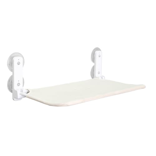 Nicear Kabelloser, zusammenklappbarer Katzenfenstersitz mit 4 Saugnäpfen. Stabiler Rahmen für Glasfenster und Innenwände. Katzenhängematte, weiß, 52 x 30 cm, belastbar bis zu 20 kg von Nicear