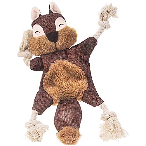 Nicfaky Stuffless für Crinkle Squeaky Dog Kauspielzeug für Hunde im Plüsch Eichhörnchen mit Seil für kleine Hunde von Nicfaky