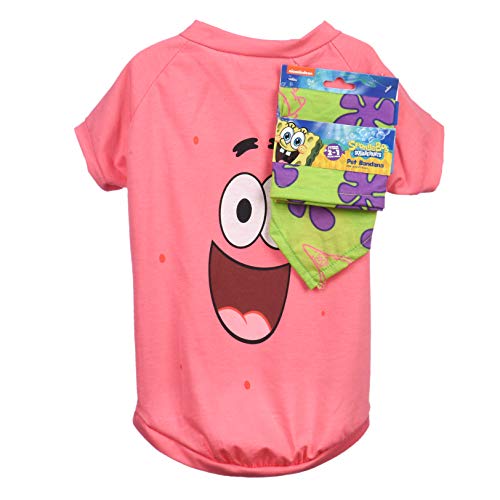 Nickelodeon Spongebob Squarepants Patrick Pink Shirt für Hunde & grünes Bandana, Größe S, weich und bequem, Spongebob Kleidung für Hunde, leichtes T-Shirt & Hundehalstuch Nickelodeon Spongebob Squarepants Patrick Pink Shirt für Hunde & grünes Bandana, Größe S, weich und bequem, Spongebob Kleidung für Hunde, leichtes T-Shirt & Hundehalstuch von Nickelodeon