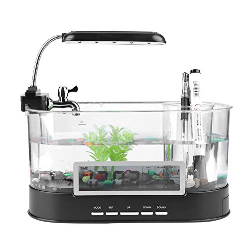 Nicoone Multifunktionale USB-Aufladung Mini Fisch Tank Aquarium mit Uhr Funktion LED-Licht für Wohnzimmer Büro von Nicoone