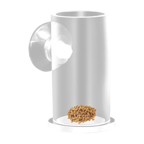 Niesel Acrylfischfutterfuttermittel, Fester Fischfutterfuttermittel - Fester Lebensmittelspender für Fischtank - Innovativer Hackmechanismus -Fütterungsinstrument für große und kleine Aquarien von Niesel