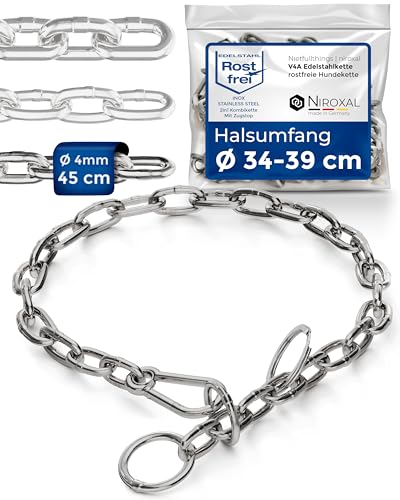 rostfreie Kombikette für Hunde - das ORIGINAL mit Zugstop - Edelstahl Hundekette Ketten Halsband kurzgliedrig - 4mm dick - Länge 45cm Hundehalskette mit Zugbegrenzung von NietFullThings