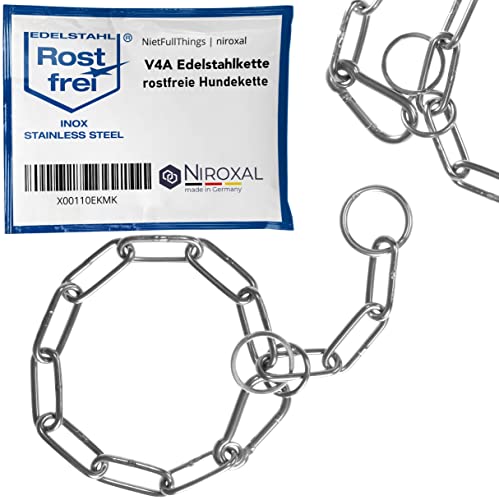 rostfreie Kombikette für Hunde - das ORIGINAL mit Zugstop - Edelstahl Hundekette Ketten Halsband langgliedrig - 6mm dick - Länge 95cm Hundehalskette mit Zugbegrenzung von NietFullThings