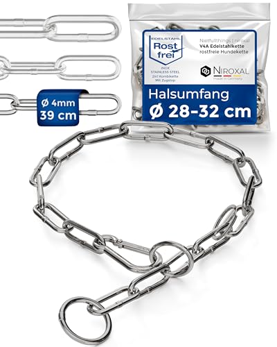 Kombikette für Hunde mit Halsumfang 28-32 cm aus Edelstahl V4A Hundekette mit Zugstop Kettenhalsband langgliedrig 4mm dick und 39 cm Gesamtlänge Kombikette für Hunde mit Halsumfang 28-32 cm aus Edelstahl V4A Hundekette mit Zugstop Kettenhalsband langgliedrig 4mm dick und 39 cm Gesamtlänge von NietFullThings