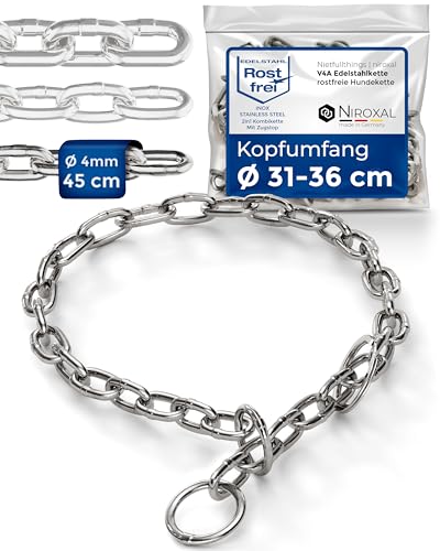 rostfreier Kettenwürger mit Zugstop zum Hundetraining - Hundehalsband Hundekette aus Edelstahl - kurzgliedrig 4mm dick - Länge 45cm Hundehalskette mit Zugbegrenzung von NietFullThings