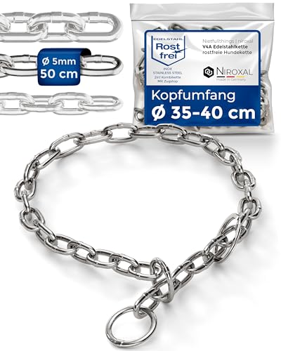 rostfreier Kettenwürger mit Zugstop zum Hundetraining - Hundehalsband Hundekette aus Edelstahl - kurzgliedrig 5mm dick - Länge 50cm Hundehalskette mit Zugbegrenzung von NietFullThings