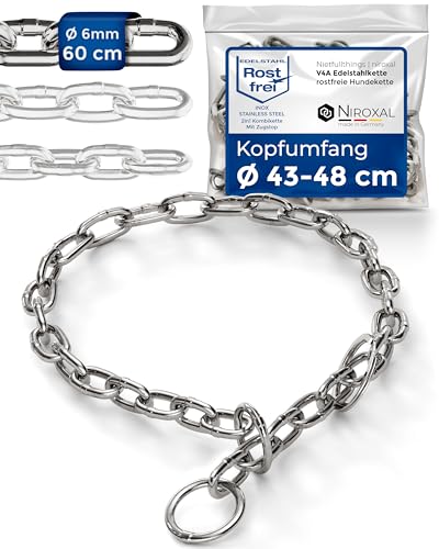 rostfreier Kettenwürger mit Zugstop zum Hundetraining - Hundehalsband Hundekette aus Edelstahl - kurzgliedrig 6mm dick - Länge 60cm Hundehalskette mit Zugbegrenzung von NietFullThings