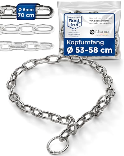 rostfreier Kettenwürger mit Zugstop zum Hundetraining - Hundehalsband Hundekette aus Edelstahl - kurzgliedrig 6mm dick - Länge 70cm Hundehalskette mit Zugbegrenzung von NietFullThings