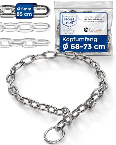 rostfreier Kettenwürger mit Zugstop zum Hundetraining - Hundehalsband Hundekette aus Edelstahl - kurzgliedrig 6mm dick - Länge 85cm Hundehalskette mit Zugbegrenzung von NietFullThings