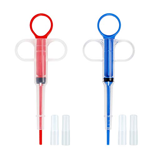 Nifocc Kunststoff Tablettengeber Pet Pusher Spritze Pille Tablette Feeder mit weicher Spitze für Katze Hunde - Rot und Blau 2 Stk von Nifocc