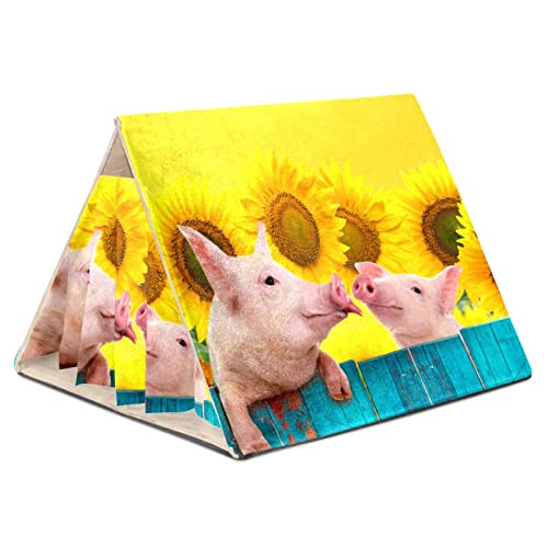 Hamsterkäfig,Haustierzelt und Bett,Lebensraum für Hamsterhäuser,Spielzeug für Kleintiere,Lustige Schwein-Sonnenblume Drucken von NigelMu