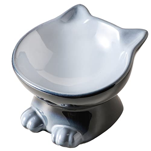 Nihow Erhöhte Katzen-/Hundenapf, Keramik, Futter- und Bewässerungszubehör für Haustiere, elegantes Grau (127 g/1 Stück) von Nihow