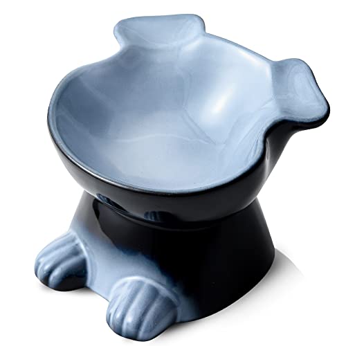 Nihow Erhöhte Keramik-Hundenäpfe: 16,5 cm erhöhter kleiner Hundenapf für Futter und Wasser – lebensmittelechter Hundenapf für mittelgroße und kleine Hunde – Graue Welpennäpfe zum Schutz der von Nihow