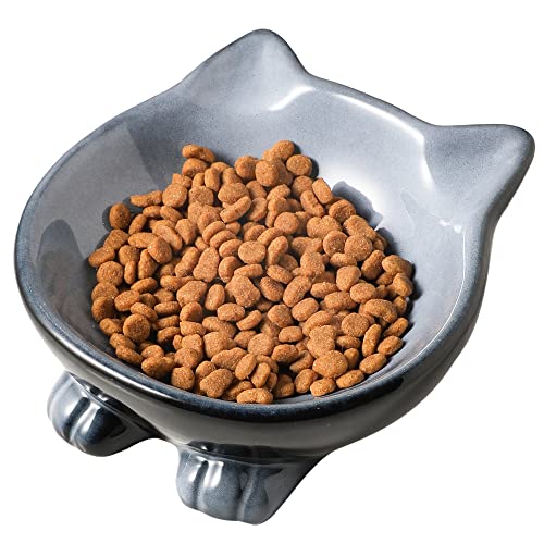 Nihow Keramik-Katzennäpfe: 12,7 cm Katzennapf für Futter und Wasser – lebensmittelechte Katzennapf für kleine Katzen, mikrowellen- und spülmaschinenfest, elegantes Grau (120 g/1 Stück) von Nihow