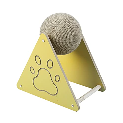 Cat Kugel Spielzeug-Kätzchen-Katze Sisal Scratcher Kugeln, Stable Holzsockel Und Sisalseil Rolling Ball Für Katzen Kletter Grinding Claws, Interactive Katze Kratzinnen Schützen Möbel von Niktule