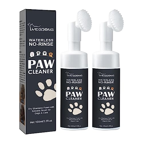Hundepfotenreiniger,2 Stück natürliches und wasserloses Hundeshampoo mit Silikonbürste | Natürlicher Haustierpfotenreiniger für gesunde Pfoten, für die Schaumreinigung von Katzen und Hunden Niktule von Niktule