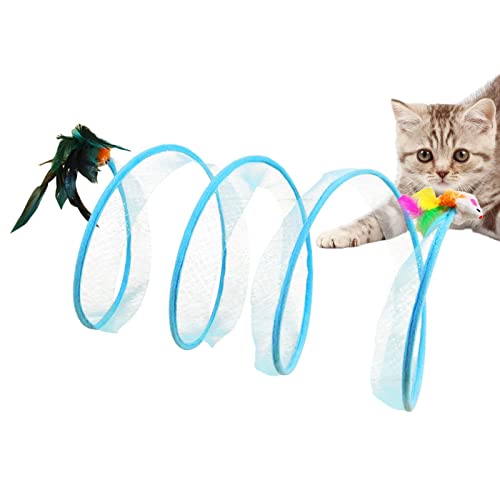 Katzenspulen-Spielzeugtunnel | Zusammenklappbarer, interaktiver S-Typ-Tunnel zum Spielen von Katzen im Innenbereich mit neckenden Spielzeugen - Tragbares Katzenröhren-Federspielzeug, Niktule von Niktule