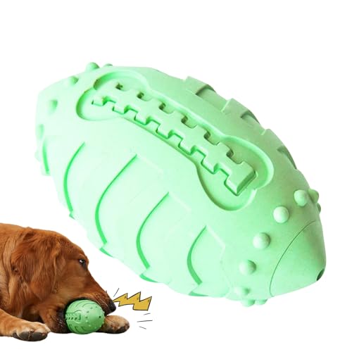 Kaubälle für Welpen,futterspielzeug hund,selbstrollender ball hund,Gummi Rugby Hunde Quietschspielzeug,Leicht zu reinigender, langlebiger interaktiver Kaufußball für Apportier und Outdoor Spiele von Niktule